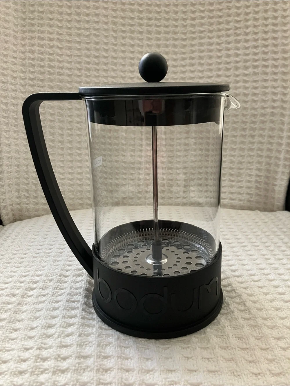 Bodum Black French Press Coffee Maker with Clear Glass Carafe